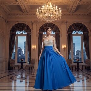 Luxe Custom Side-Zip Sequin Gala Gown | Heavy Weight Chiffon Prom Dress Size 2